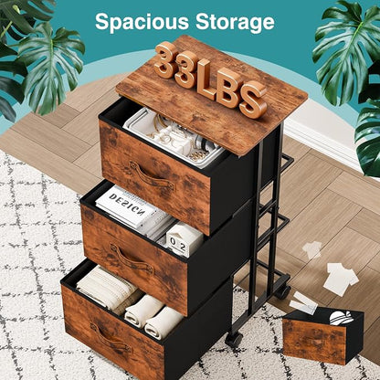 OLIXIS Dresser Storage with 3 Drawers, Fabric Dresser Tower - Image 6