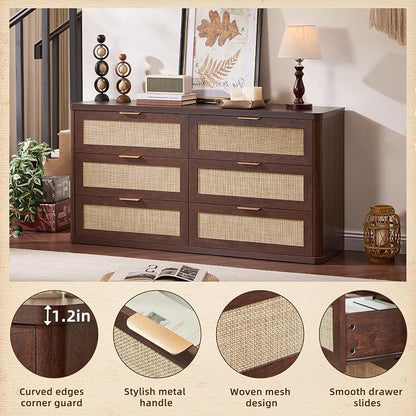LEYAOYAO Rattan 6 Drawer Dresser - Image 5