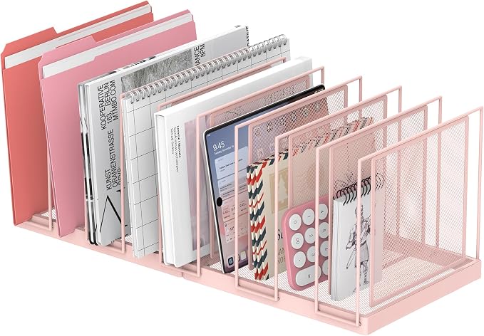 9-Section Desk File Organizer, Vertical File Holder, Mesh Desktop File Folder by JMHUD