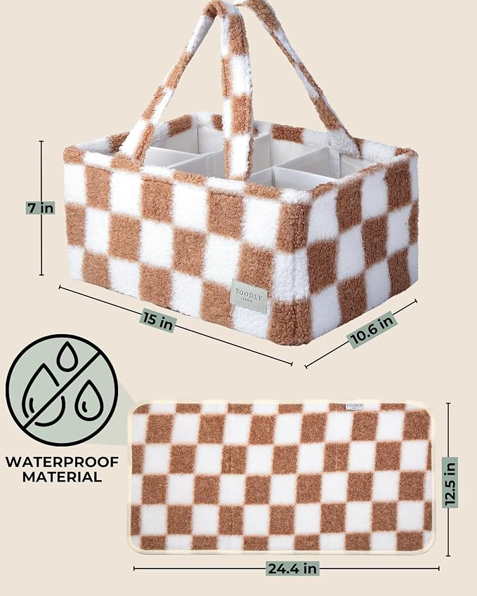 Checkered Diaper Caddy Organizer - Image 7
