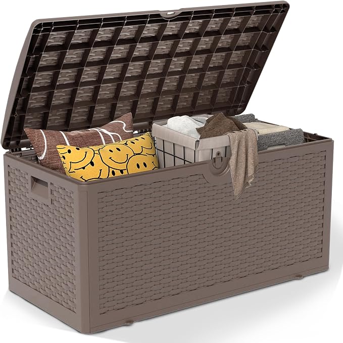 90 Gallon Pro Outdoor Storage Box Waterproof Lockable Resin Deck Box Large by Decksplore%E2%80%94BuiltforOutdoor