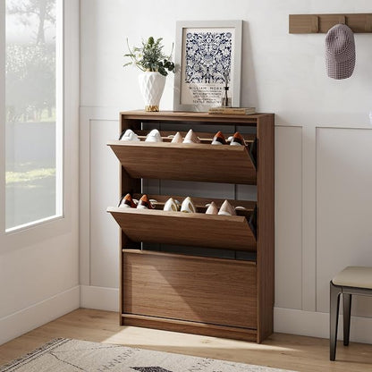 Shoe Cabinet with 3 Flip Drawers, 31.5" W Narrow Shoe Storage Cabinet - Image 7