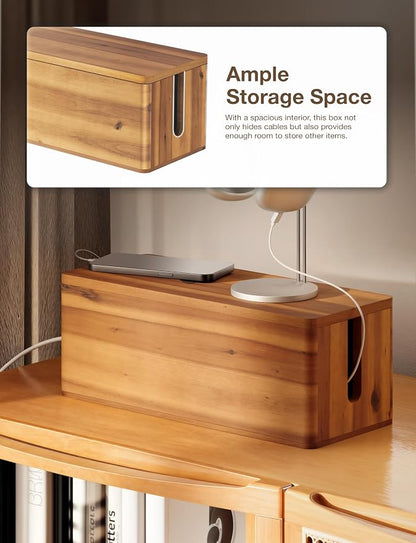 Acacia Wood Cable Management Box Round Edge - Image 4