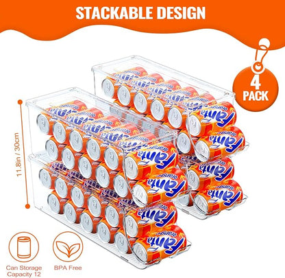 4 Pack Soda Can Organizer for Refrigerator, Stackable Canned Food Pop Cans - Image 2