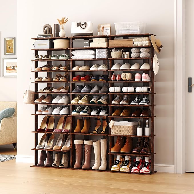 HOMEFORT 10-Tier Vertical Shoe Rack, Corner Shoe Tower, Double Rows 10 Tiers - Image 2
