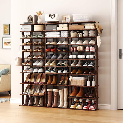 HOMEFORT 10-Tier Vertical Shoe Rack, Corner Shoe Tower, Double Rows 10 Tiers - Image 2