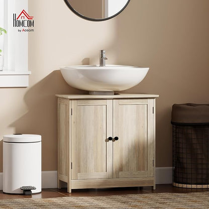 HOMCOM Under Sink Bathroom Cabinet, Pedestal Sink Storage Cabinet - Image 2