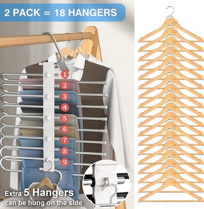 Upgrade 9 Layers Pants Hangers Space Saving, Non Slip Stainless Steel - Image 3