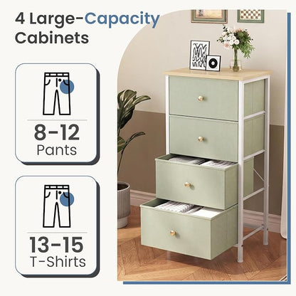 DUMOS Nightstand with 4 Drawers, Bedside Table with Removable Fabric Bins - Image 3