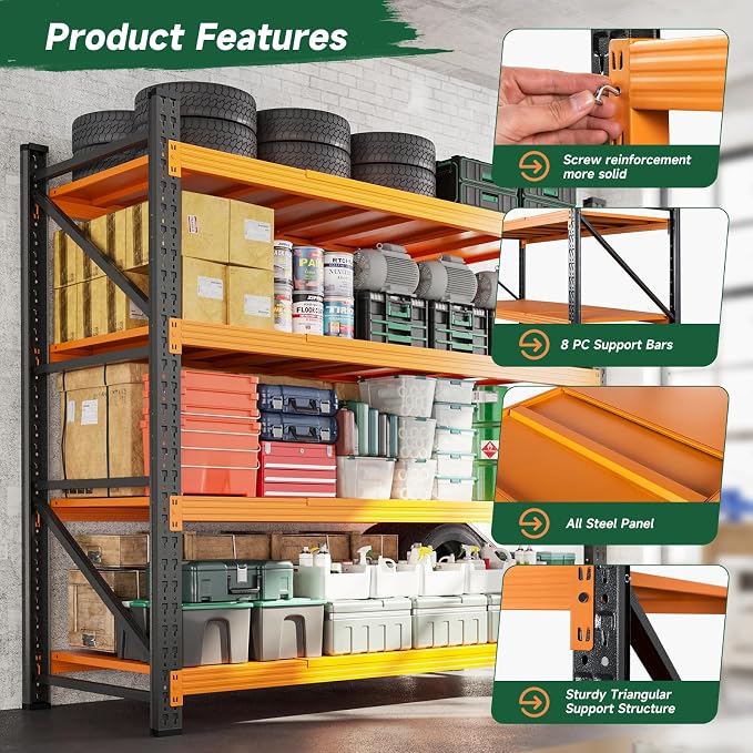 Letaya 4000LBS Heavy Duty Storage Shelves, 4 Tier Large Tall Industrial Shelving - Image 5
