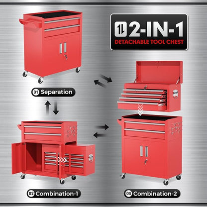INTERGREAT 8 Rolling Drawers Tool Chest, Assembled Tool Chest - Image 4
