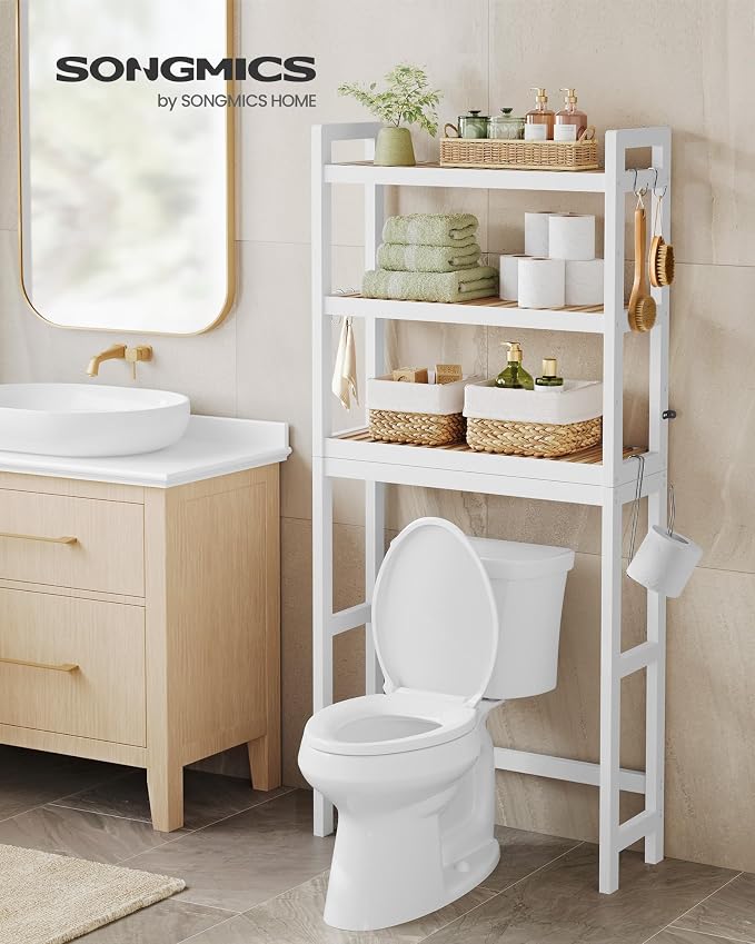 SONGMICS Over The Toilet Storage, 3-Tier Over Toilet Bathroom Organizer - Image 2