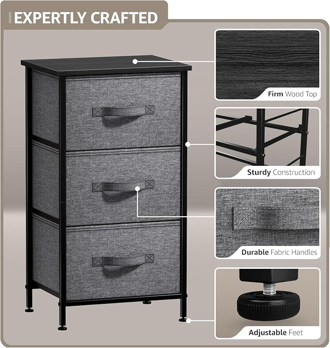 Sorbus Nightstand with 3 Drawers - Image 4