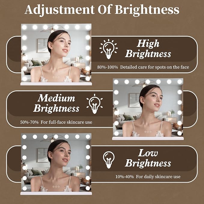 Vanity Mirror with Lights, Makeup Mirror with 17 Dimmable LED Bulbs, 3 Color - Image 3