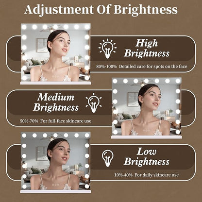 Vanity Mirror with Lights, Makeup Mirror with 17 Dimmable LED Bulbs, 3 Color - Image 3