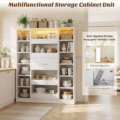 Besiost 40" Closet System with Lights, Wood Closet Organizer with 5 Drawers | - Image 5