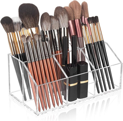 Clear Makeup Brush Holder Organizer Acrylic 6-Slots Cosmetic Brushes Storage by Hisize