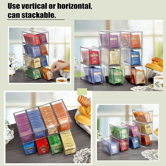 ELLDOO 8 Drawers Tea Bag Organizer, Coffee Pod Snack Storage - Image 2