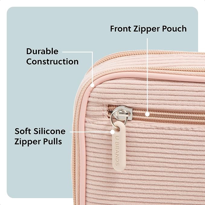 U Brands Dual Zip Corduroy Travel Electronics Organizer, Tech Carry Case - Image 4