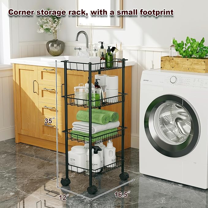 AWTATOS 4-Tier Rolling Cart, Storage Cart - Image 3