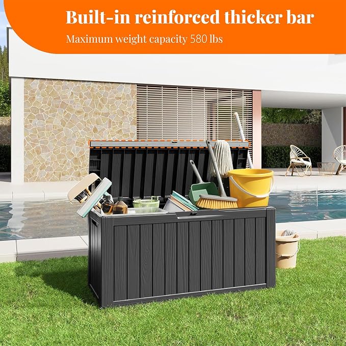 80 Gallon Resin Deck Box, Lockable Outdoor Storage Box - Image 6