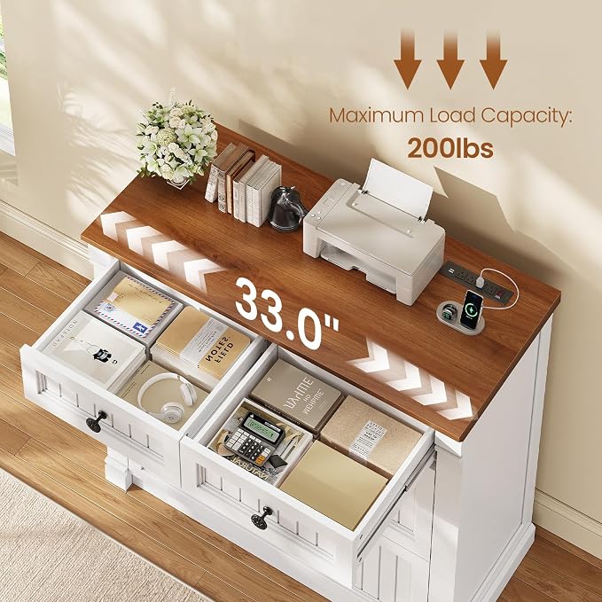 SEDETA 4 Drawers File Cabinet, Wood Office File Cabinet - Image 5