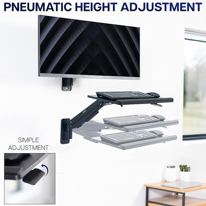 VIVO Sit-Stand 24 Inch Pneumatic Spring Keyboard and Mouse Tray Wall Mount - Image 4