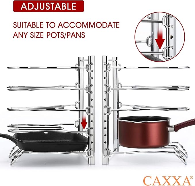 CAXXA Heavy Duty Pan Rack, Pot Lid Rack, Kitchen Cabinet Pantry Cookware - Image 4
