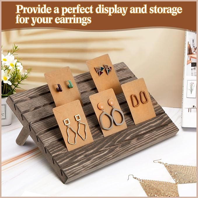Blulu 31 Pack Wooden Earring Display Stand 7 Slots jewelry Display Holder - Image 4