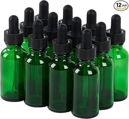12 Pcs, 1oz Glass Dropper Bottle, Leakproof Tincture Bottles by SprayDroplet