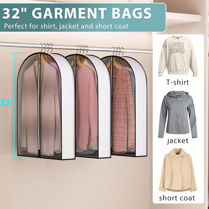 32” Garment Bags for Hanging Clothes 4” Gusseted - - Image 2