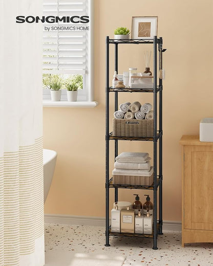 SONGMICS Storage Shelf, Bathroom Storage Rack, 5 Tier, Ink Black | Small space - Image 2