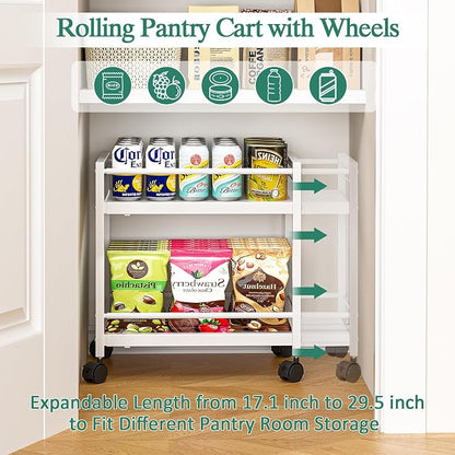 2-Tier Expandable Rolling Pantry Cart - Image 2