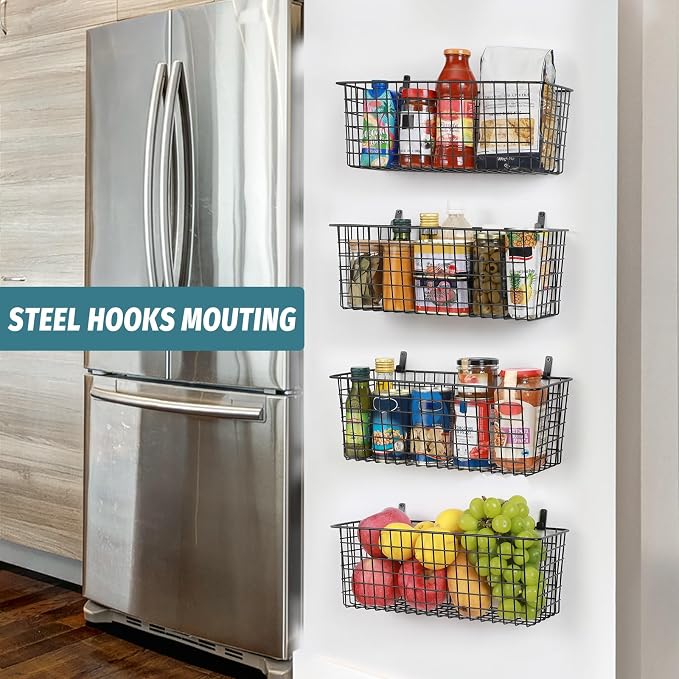 4 Set Hanging Wall Mount Storage Baskets - Image 7
