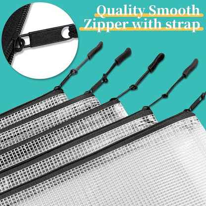 A5 Mesh Zipper Pouch, 24 Pack 9.4" x 6.9" Plastic Zipper Pouches - Image 4