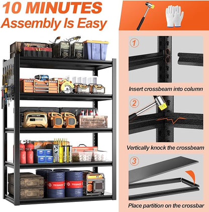 Metal Garage Shelving Unit, Heavy Duty Adjustable Industrial Storage Shelves - Image 4