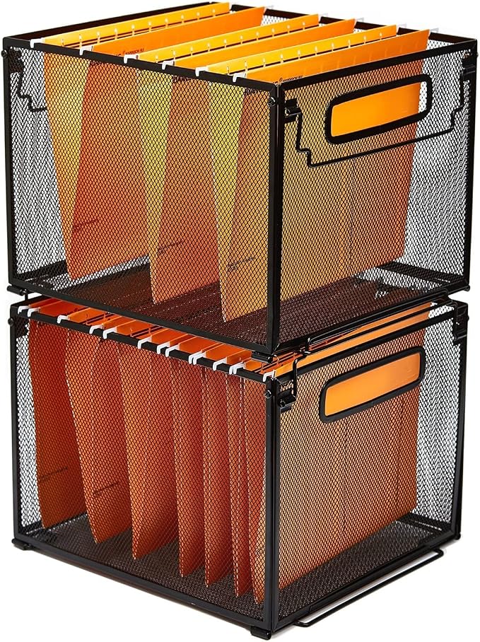 SETTFRFE 2 Pack File Organizer, Metal File Crates by SETTFRFE