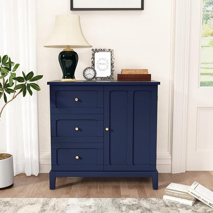 HLR Accent Cabinet with 3 Drawers and Door, Wooden Storage Cabinet with Shelves - Image 3