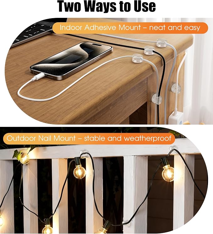 8 Pack Cord Organizer, Ω-Shaped Rotatable Cable Clips, Strong Adhesive Cable - Image 7