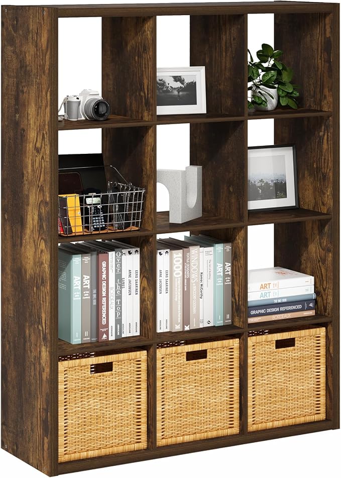 Furinno Cubicle Book Shelf, 12-Cube Bookshelf, Extra Thick Frame Reversible by Furinno-FitsYourSpaceFitsYourBudget