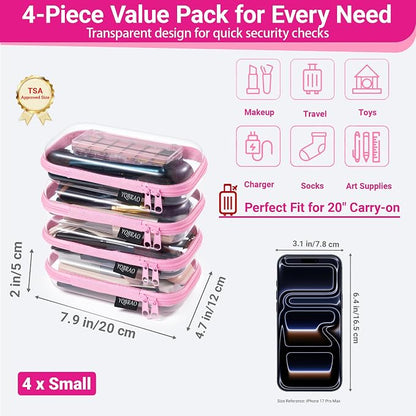 YQBRAO 4-Pack Clear Hard Shell Zipper Case, 1.2mm Ultra-Thick Diaper Bag - Image 4