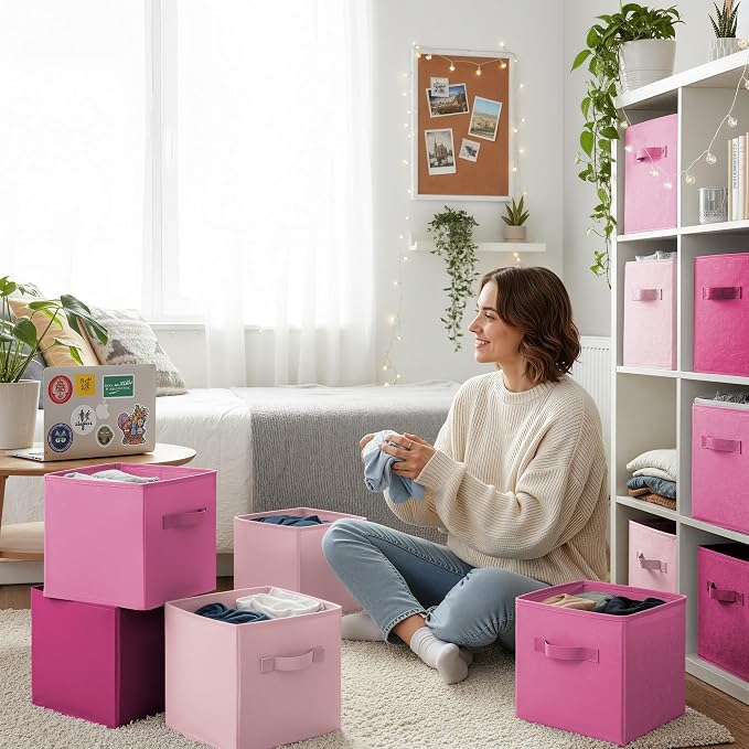 GRANNY SAYS 11 Inch Cube Storage Bins, Cube Storage Organizer, Fabric - Image 3