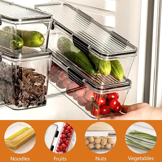 2-Pack Stackable Fridge Organizer Bins - Image 3