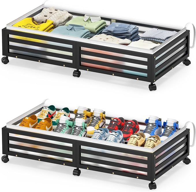 Under Bed Storage with Wheels-Large Bamboo Underbed storage Containers with by Xadgve