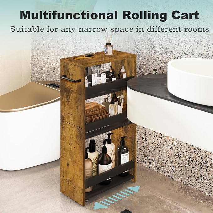MARTY Rolling Storage Cart 7.9" W, 4-Tier Narrow Kitchen Cart - Image 6