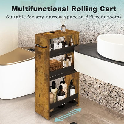 MARTY Rolling Storage Cart 7.9" W, 4-Tier Narrow Kitchen Cart - Image 6