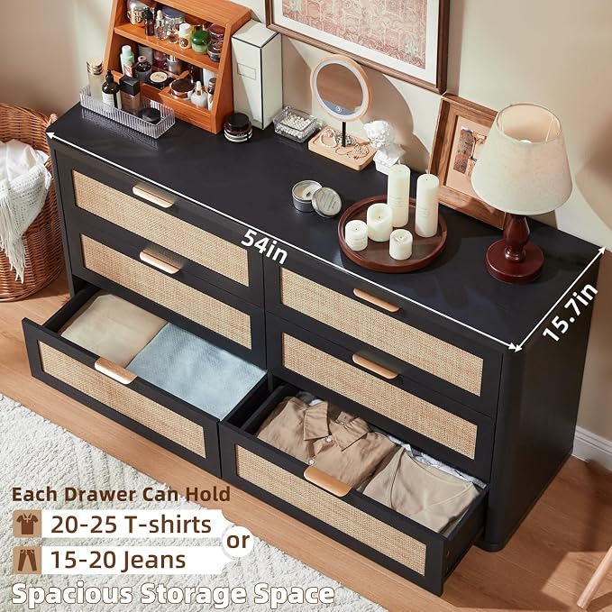 LEYAOYAO Rattan 6 Drawer Dresser - Image 5