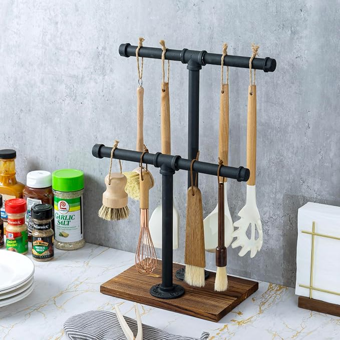 MyGift Adjustable 2-Tier Industrial Jewelry Display Stand - Image 5