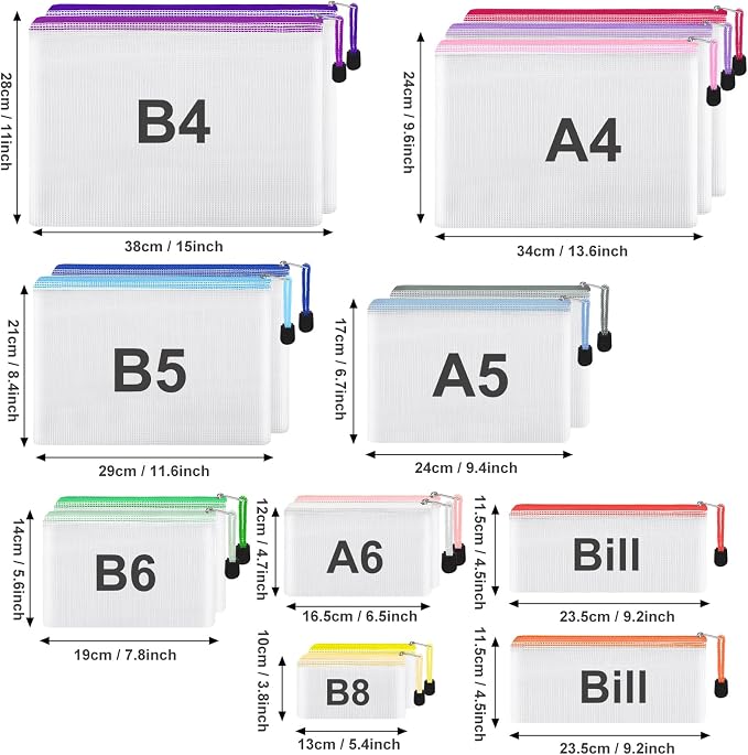 EOOUT 42pcs Mesh Zipper Pouch, 8 Sizes Waterproof Zipper Bags, 17 Colors - Image 2