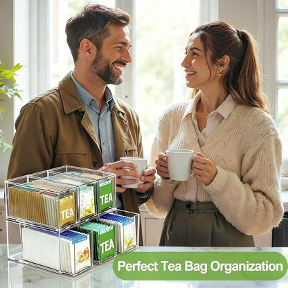 2 Pack Stackable Tea Bag Storage Organizer Drawers – Clear Acrylic Tea Bag - Image 2